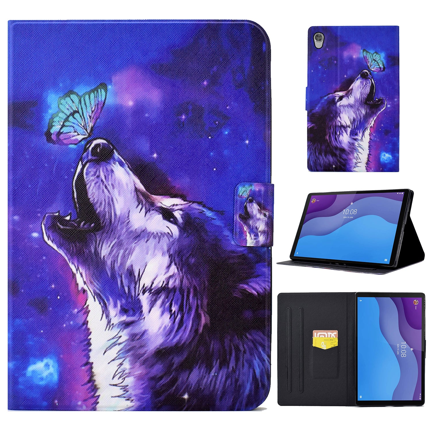 For Lenovo Tab M10 HD Gen 2 X306 Pattern Printing PU Leather Tablet Case Folding Stand Folio Auto Wake / Sleep Cover with Card Holder