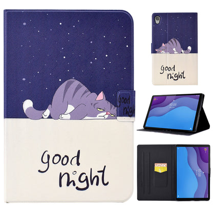 For Lenovo Tab M10 HD Gen 2 X306 Pattern Printing PU Leather Tablet Case Folding Stand Folio Auto Wake / Sleep Cover with Card Holder