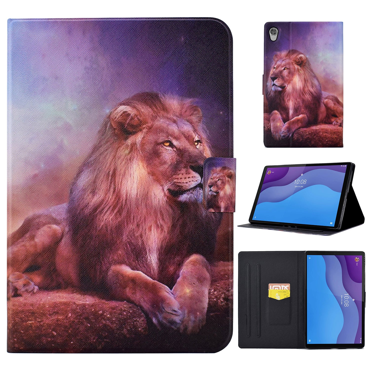 For Lenovo Tab M10 HD Gen 2 X306 Pattern Printing PU Leather Tablet Case Folding Stand Folio Auto Wake / Sleep Cover with Card Holder