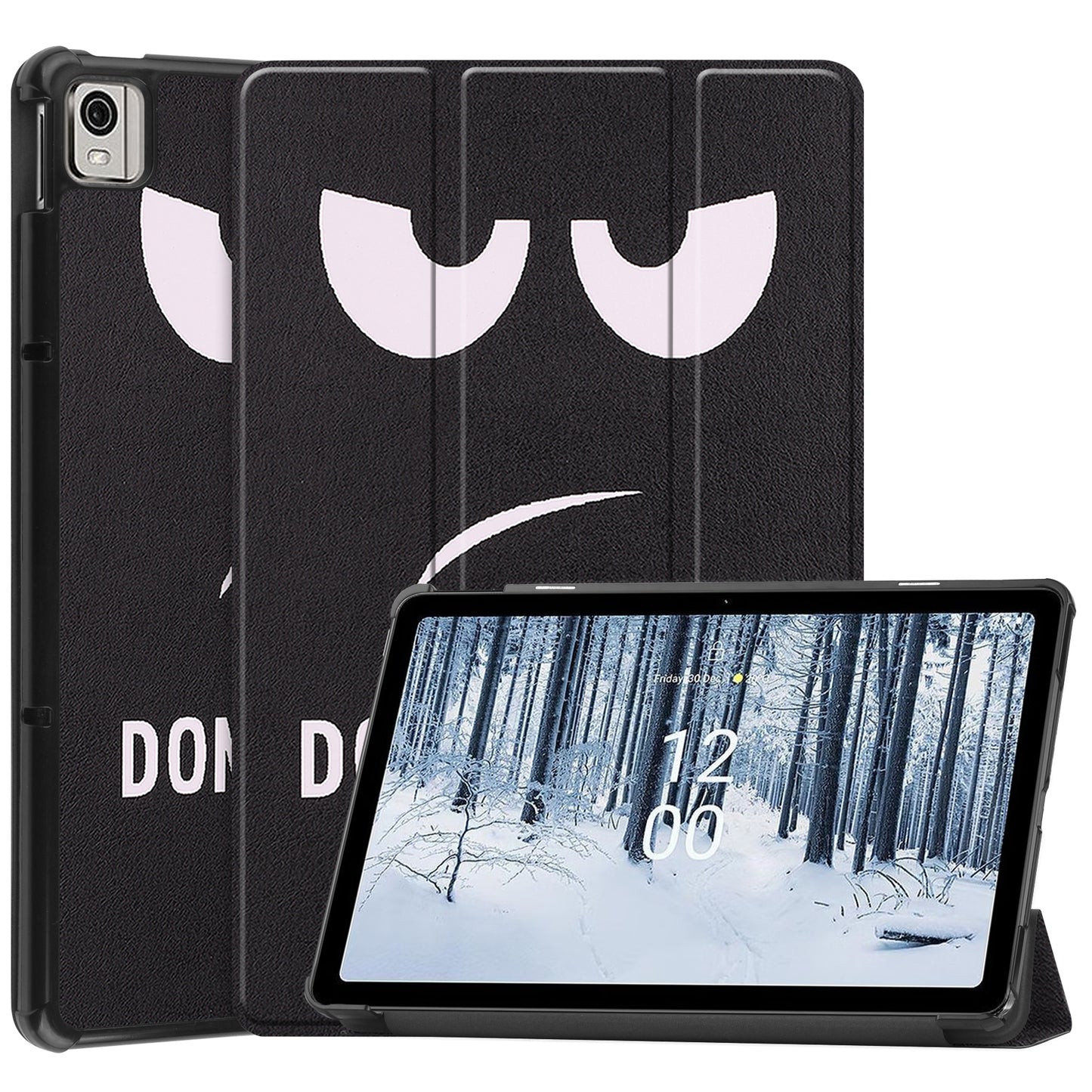 For Nokia T21 Trifold Stand Sleep / Wake Tablet Cover Pattern Printing PU Leather Folio Protective Case