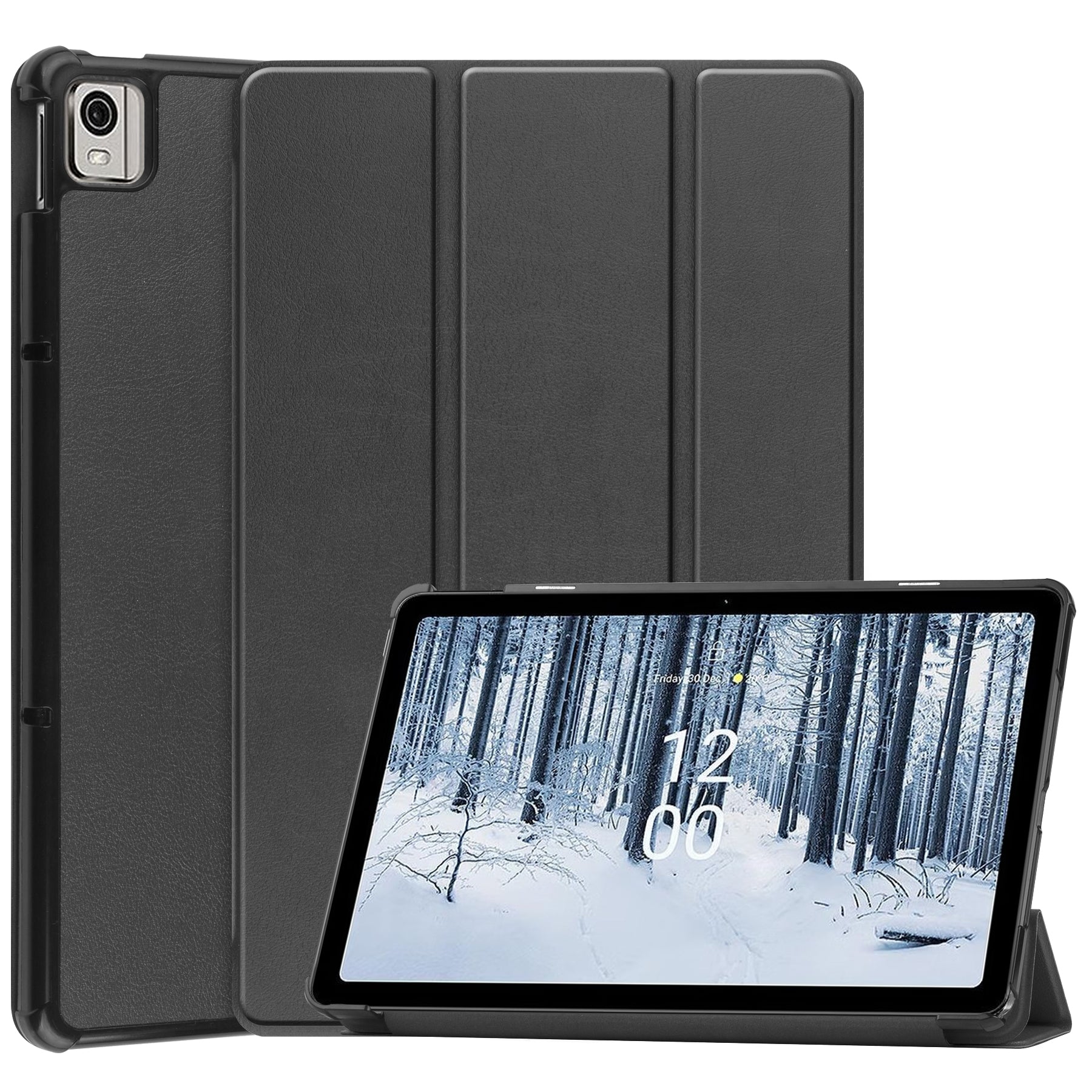 For Nokia T21 Tri-fold Stand Smart Auto Wake / Sleep Cover PU Leather Anti-Scratch Tablet Case