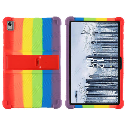 For Nokia T21 Soft Silicone Drop Protective Tablet Case PC Kickstand Shockproof Tablet Cover