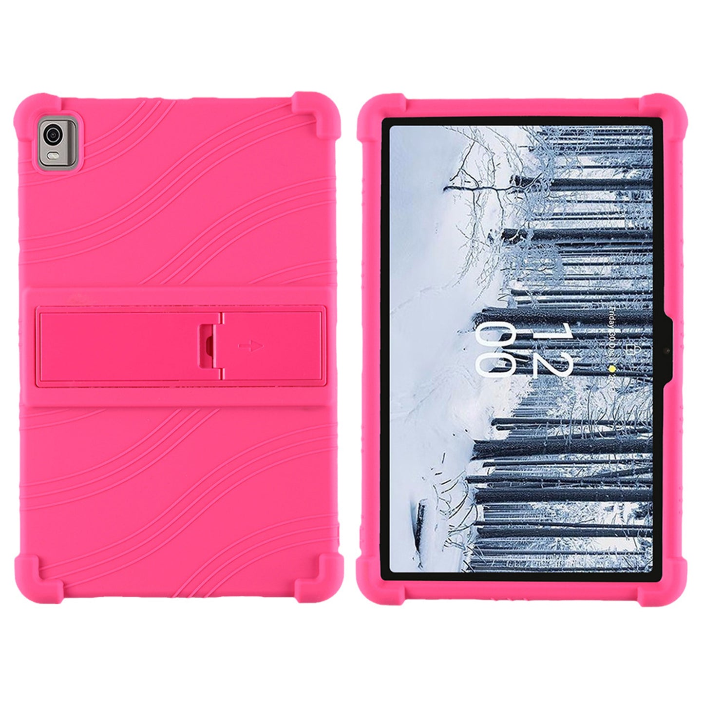 For Nokia T21 Soft Silicone Drop Protective Tablet Case PC Kickstand Shockproof Tablet Cover