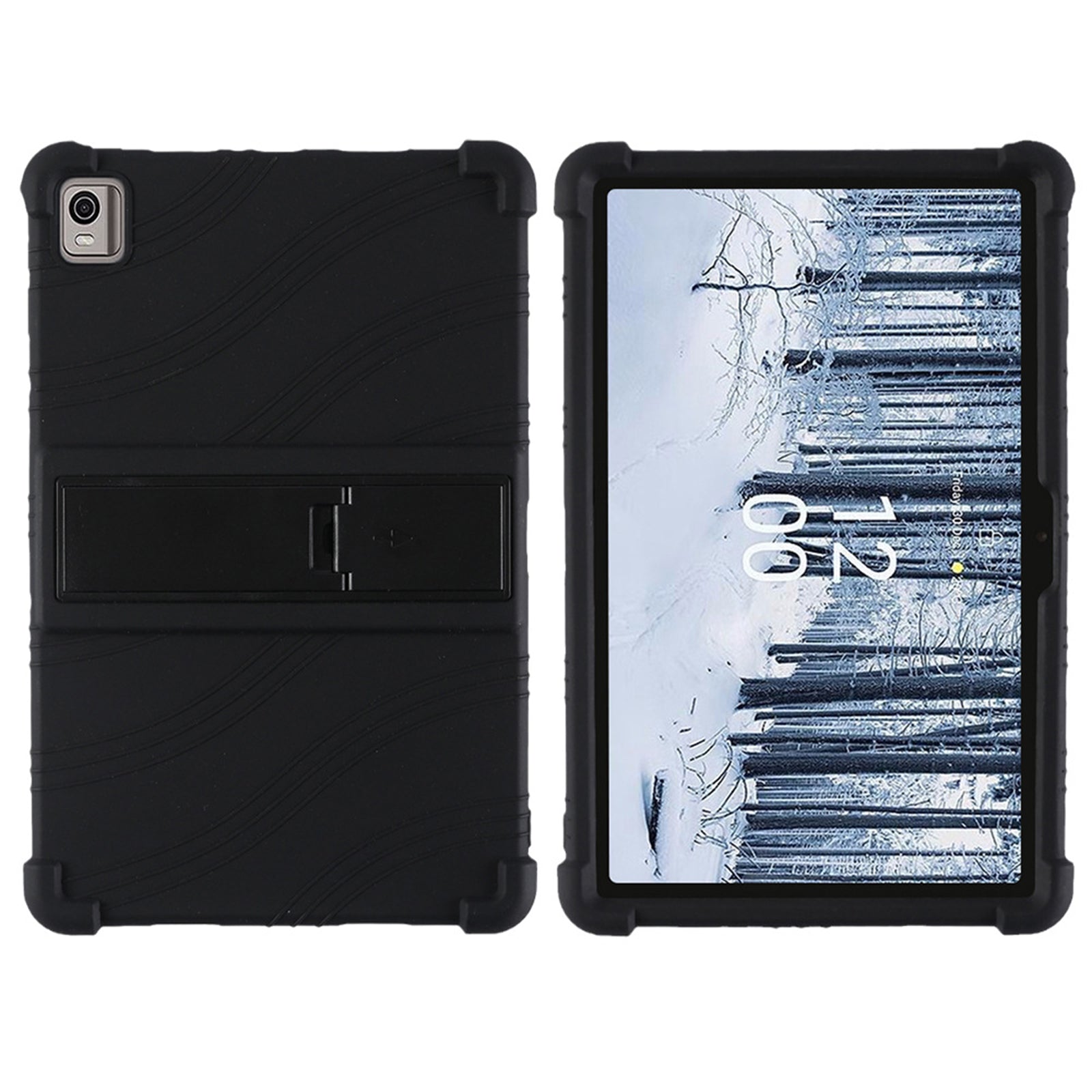 For Nokia T21 Soft Silicone Drop Protective Tablet Case PC Kickstand Shockproof Tablet Cover