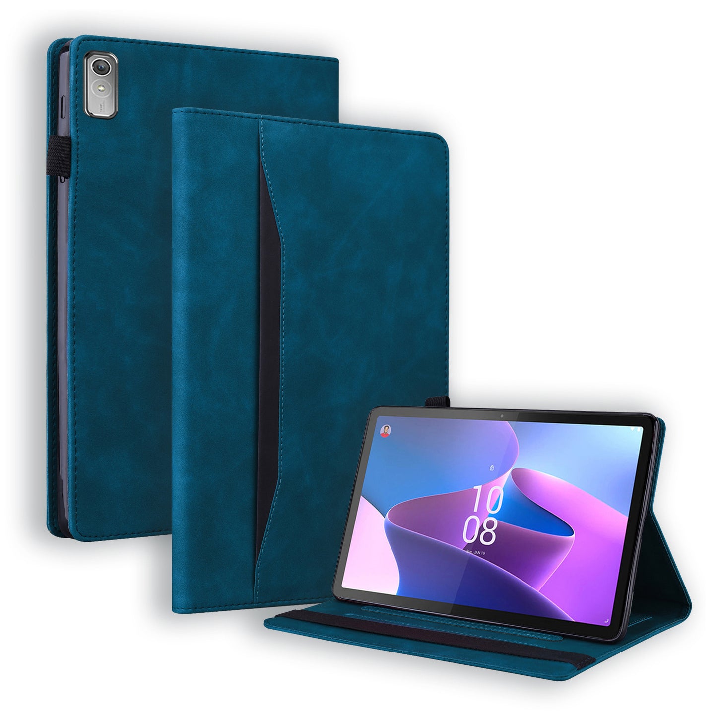 For Lenovo Pad Plus 2023 11.5-inch Business Folio Stand Wallet Case Drop-proof PU Leather Tablet Cover with Elastic Band and Pencil Holder