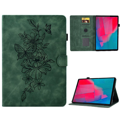 For Lenovo Tab M10 Plus TB-X606F Butterfly Flower Pattern Imprinted PU Leather Folio Case Stitching Line Card Holder Stand Smart Tablet Cover