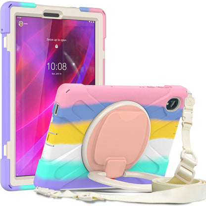 For Lenovo Tab M10 Plus 10.3 inch X606F / 606X / K10 PC+Silicone Tablet Case Rotary Kickstand Anti-drop Protective Cover with Shoulder Strap