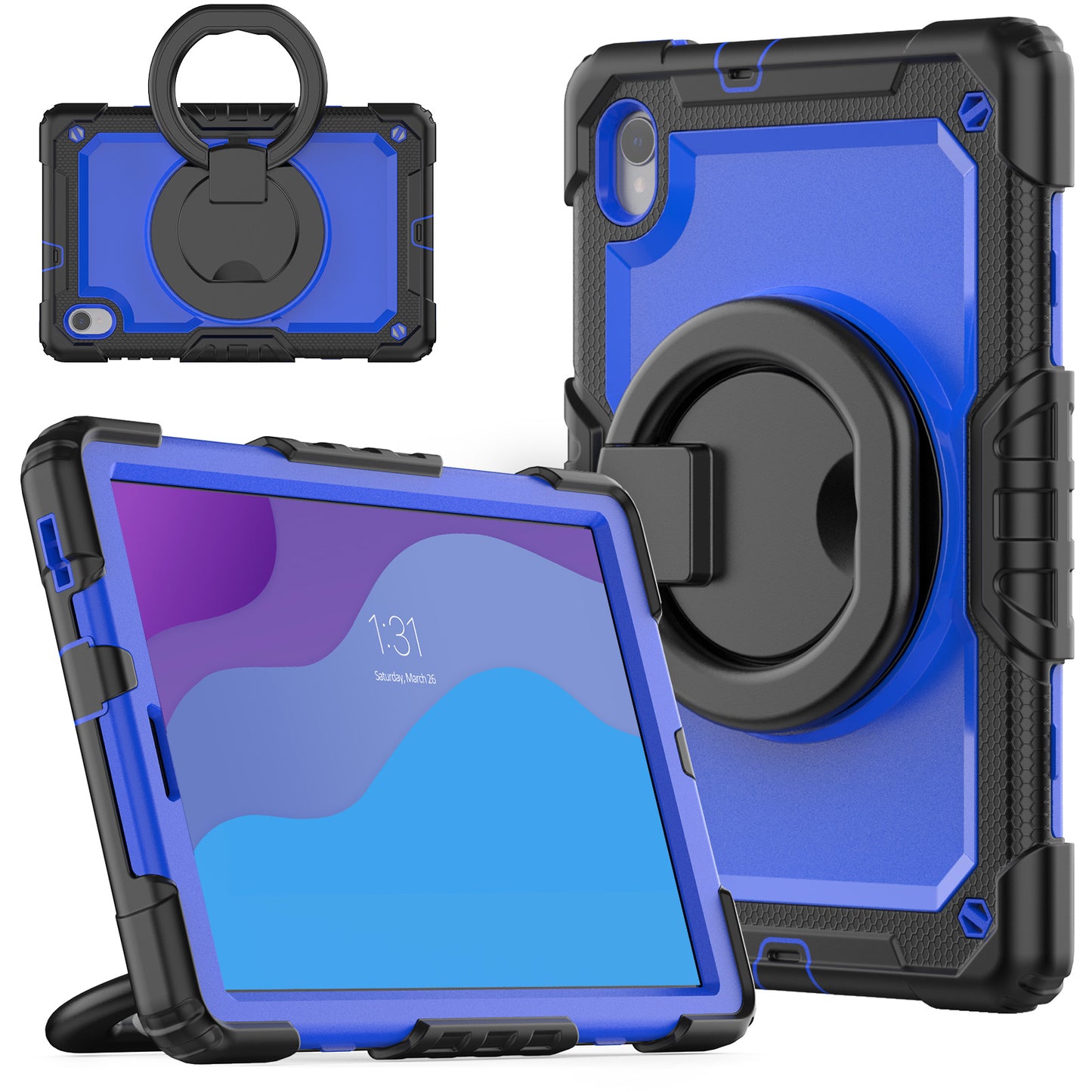 For Lenovo Tab M10 HD Gen 2 TB-306X(F) 10.1 inch Tablet Case 360-Degree Rotating Kickstand PC + Silicone Protective Cover with Shoulder Strap