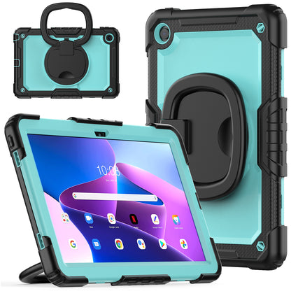 Drop-proof Case for Lenovo Tab M10 Plus (Gen 3) 125FU / 128FU (2022) Anti-Scratch Tablet Case PC + Silicone Shockproof Cover 360-Degree Rotating Kickstand Case with Shoulder Strap