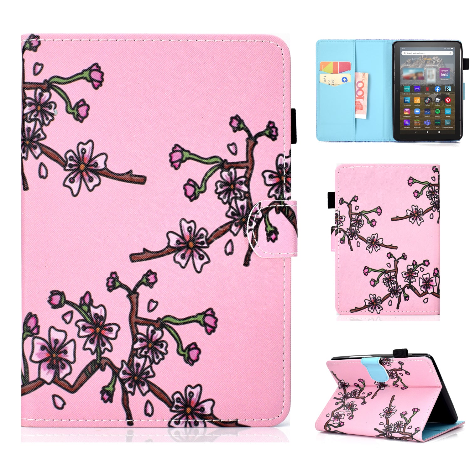 For Amazon Kindle 11th Gen (2022) Pattern Printing Folio Flip Tablet Stand Case Stitching Line PU Leather Card Holder Protective Cover