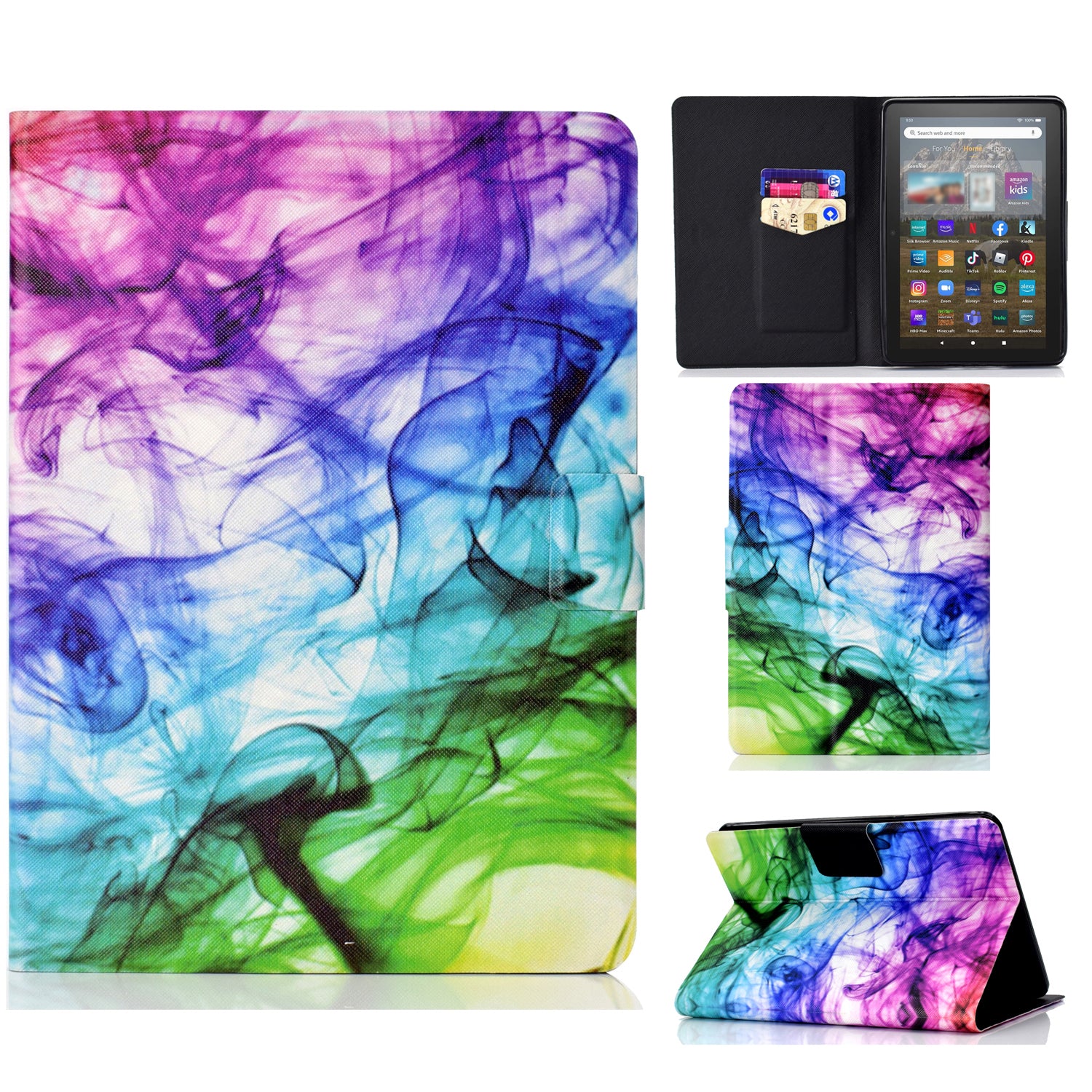 For Amazon Kindle 11th Gen (2022) Pattern Printing Flip Tablet Case PU Leather Card Holder Stand Magnetic Cover