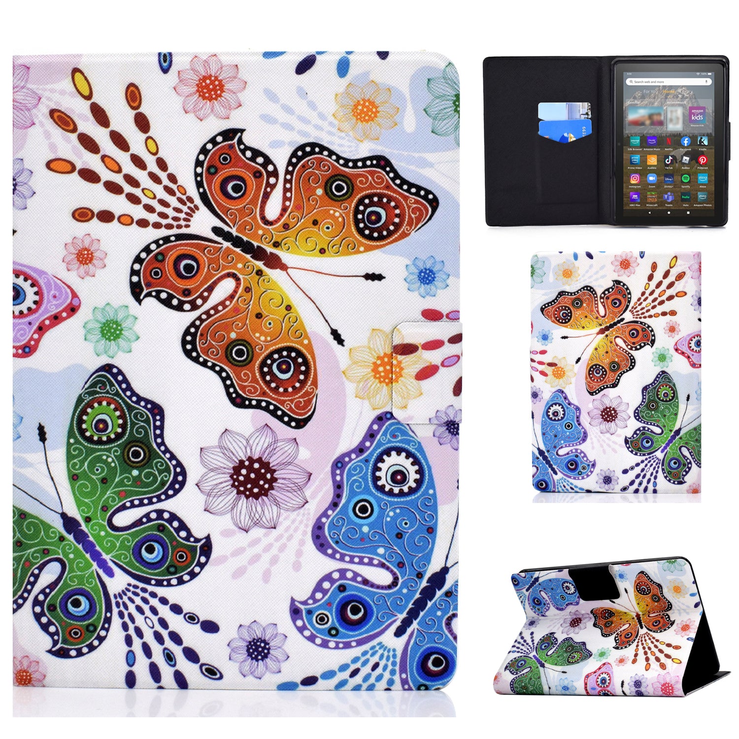 For Amazon Kindle 11th Gen (2022) Pattern Printing Flip Tablet Case PU Leather Card Holder Stand Magnetic Cover