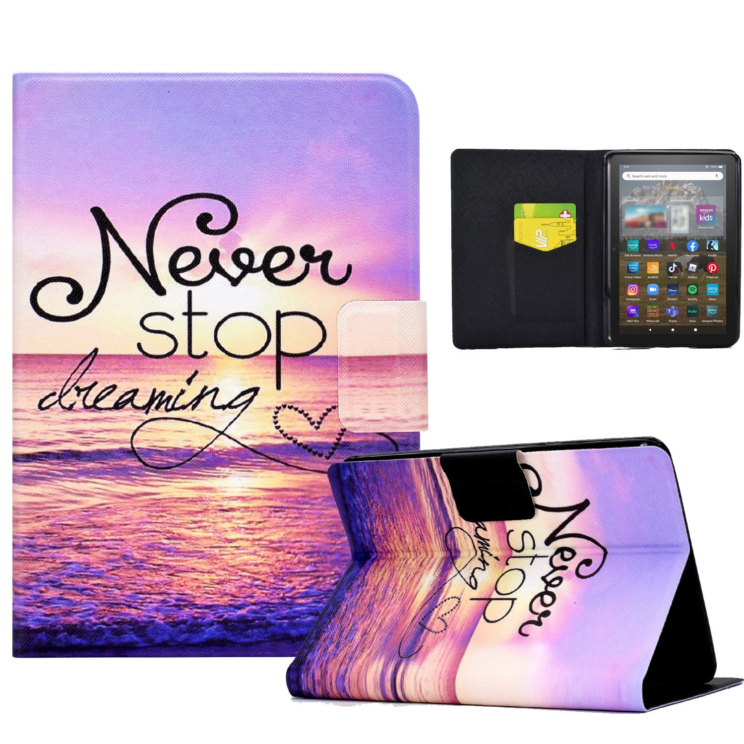 For Amazon Kindle 11th Gen (2022) Folio Flip PU Leather Cover Pattern Printing Card Holder Stand Protective Tablet Case