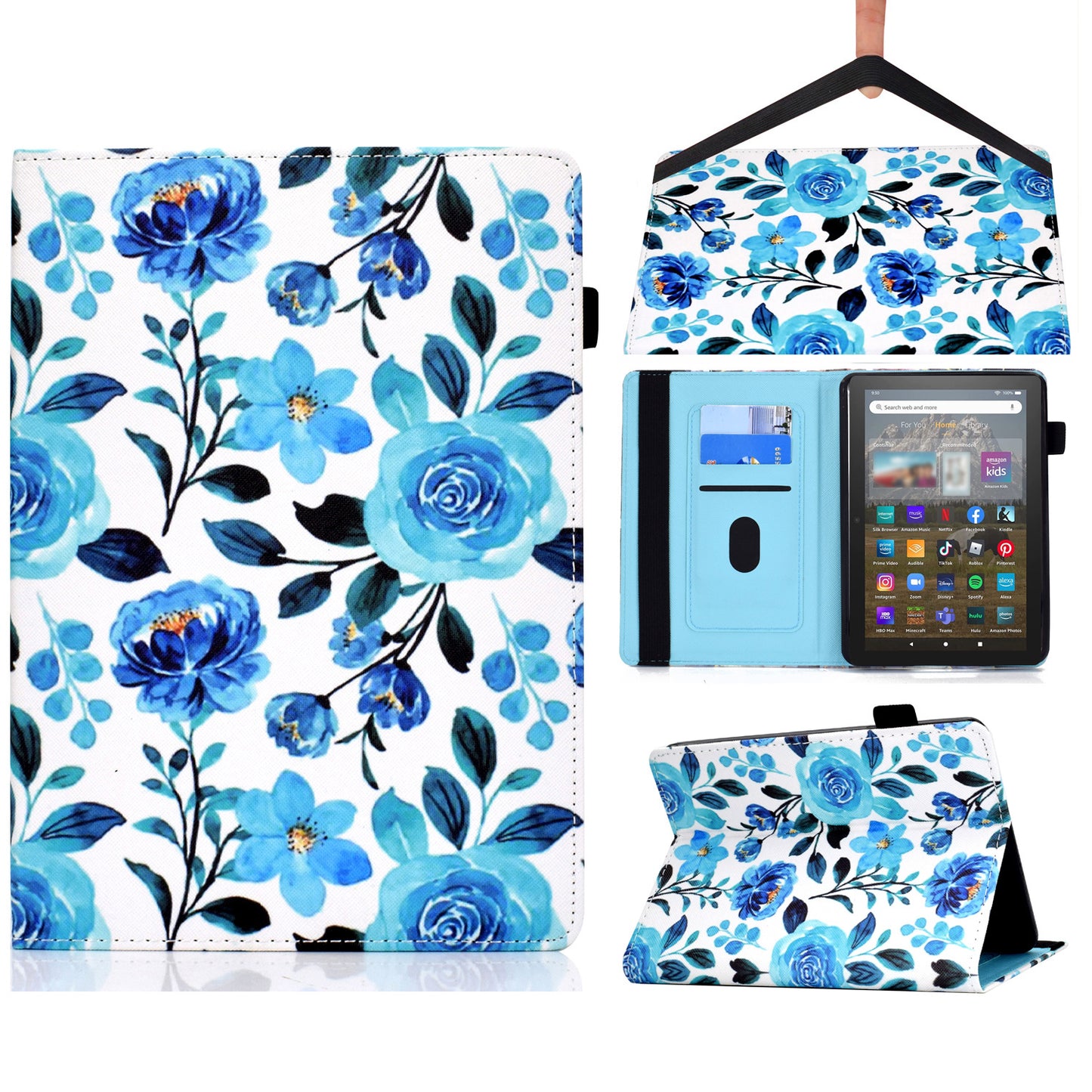 For Amazon Kindle 11th Gen (2022) PU Leather Book Style Flip Tablet Case Pattern Printing Card Holder Shockproof Cover with Elastic Band