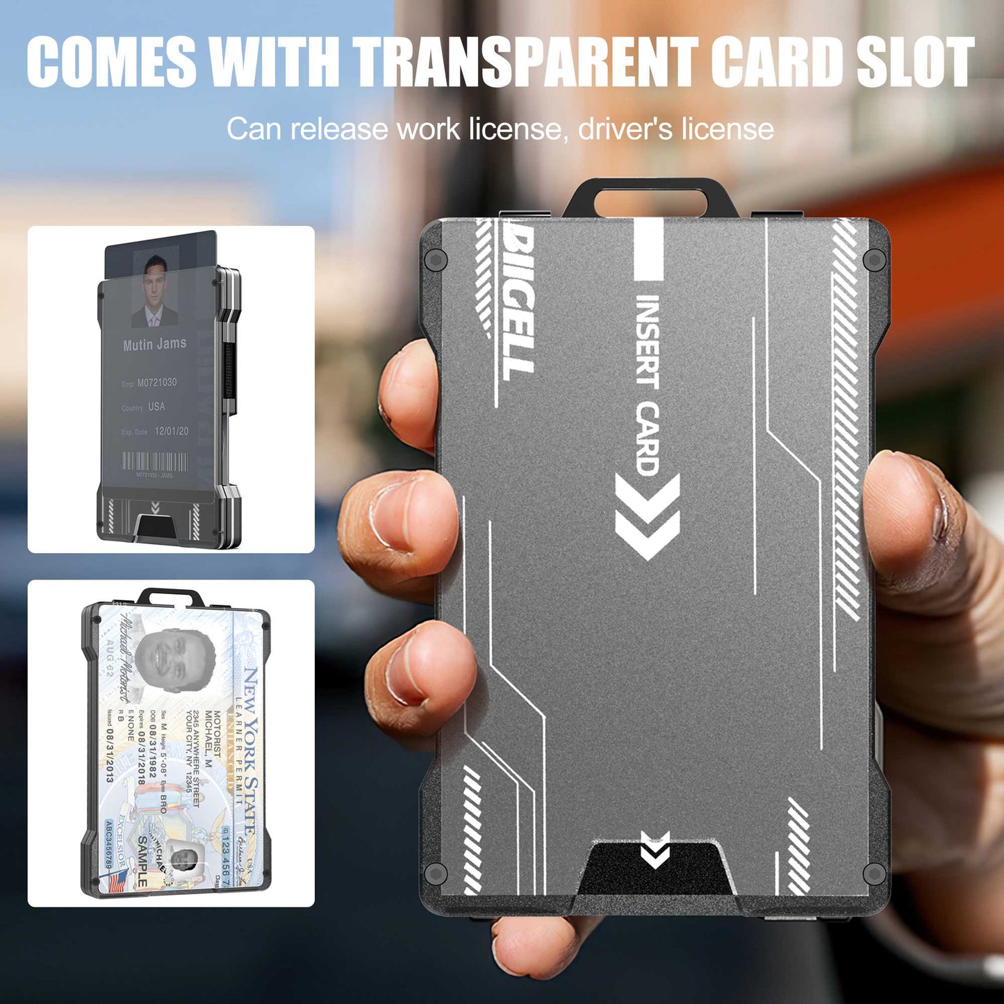 BIIGELL KB001 RFID Blocking Metal Card Holder Credit Card Storage Case with Money Clip