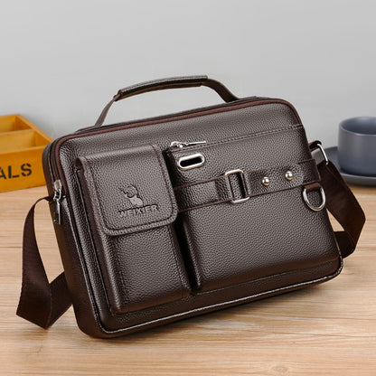 WElXIER D235 Men's Messenger Bag Business PU Leather Crossbody Bag Fashionable Travel Bag Water-resistant Travel Accessories