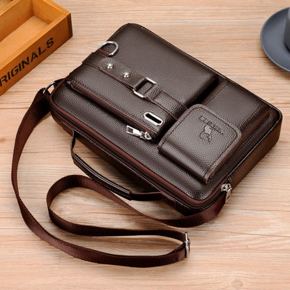 WElXIER D235 Men's Messenger Bag Business PU Leather Crossbody Bag Fashionable Travel Bag Water-resistant Travel Accessories