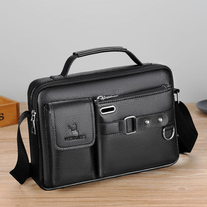 WElXIER D235 Men's Messenger Bag Business PU Leather Crossbody Bag Fashionable Travel Bag Water-resistant Travel Accessories