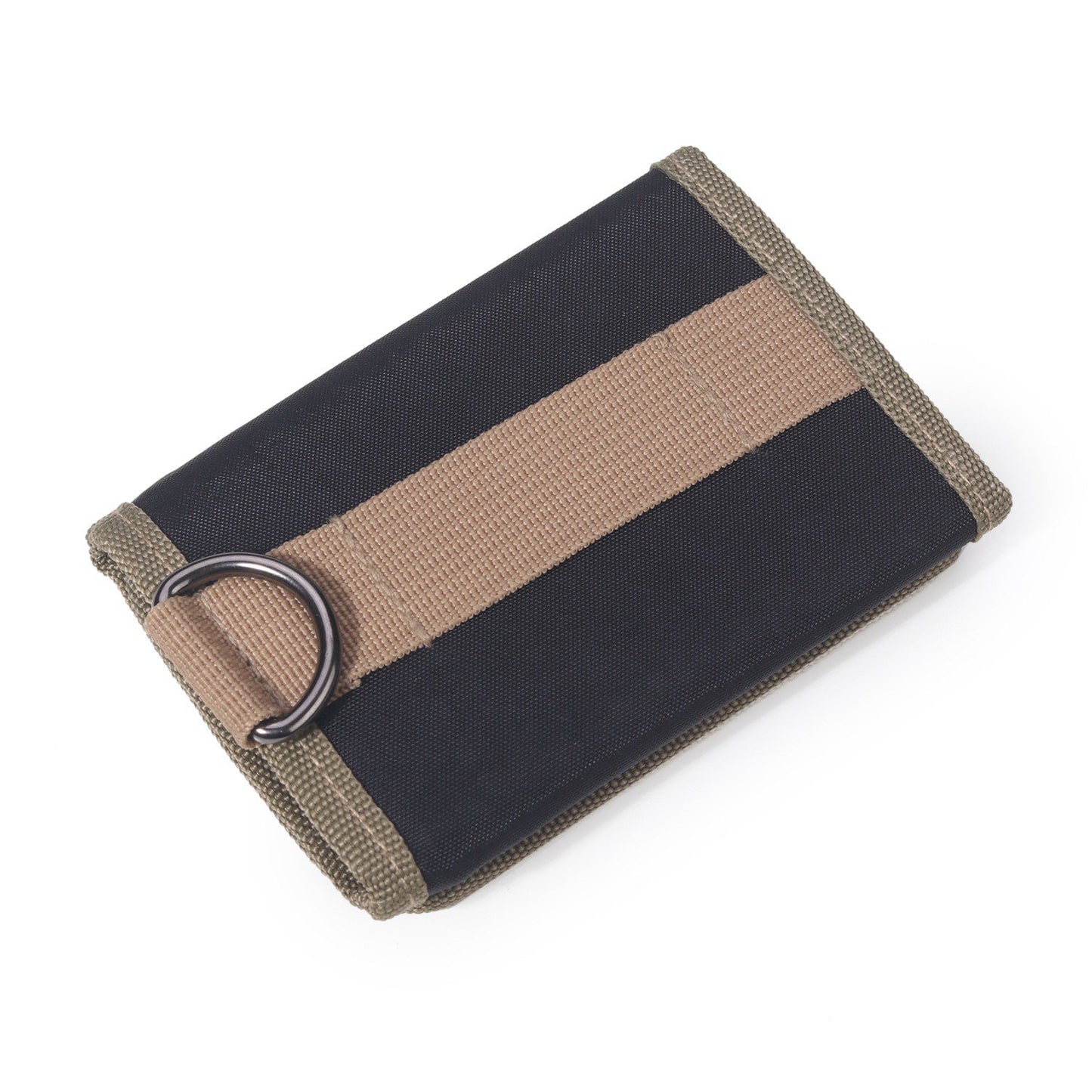 JEMINAL 21511# Men Trifold Wallet Magic Tape Closure Canvas Coin Purse Card Holder with Belt Ring