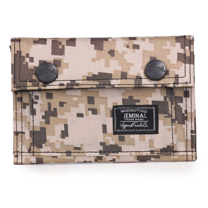 JEMINAL 1312# Casual Camouflage Bi-fold Purse Card Holder Snap Buttons Canvas Short Wallet