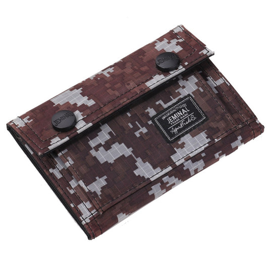 JEMINAL 1312# Casual Camouflage Bi-fold Purse Card Holder Snap Buttons Canvas Short Wallet