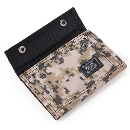 JEMINAL 1312# Casual Camouflage Bi-fold Purse Card Holder Snap Buttons Canvas Short Wallet