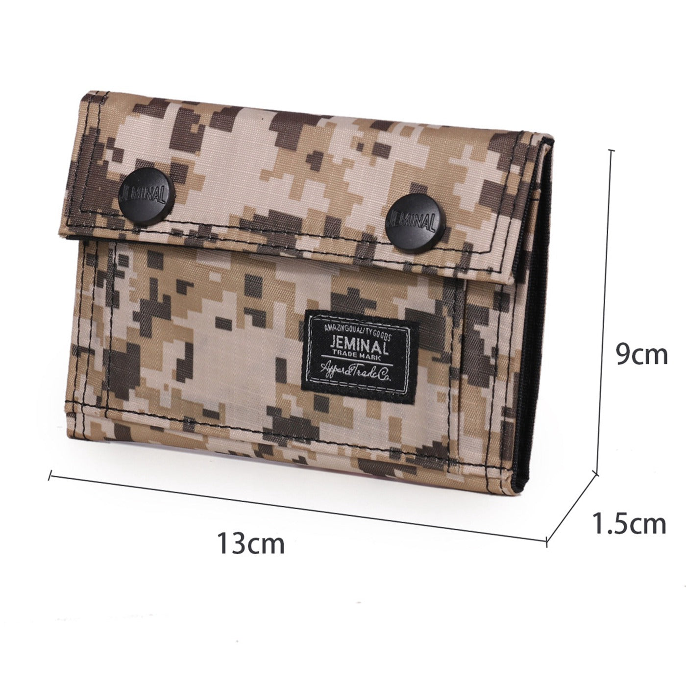 JEMINAL 1312# Casual Camouflage Bi-fold Purse Card Holder Snap Buttons Canvas Short Wallet