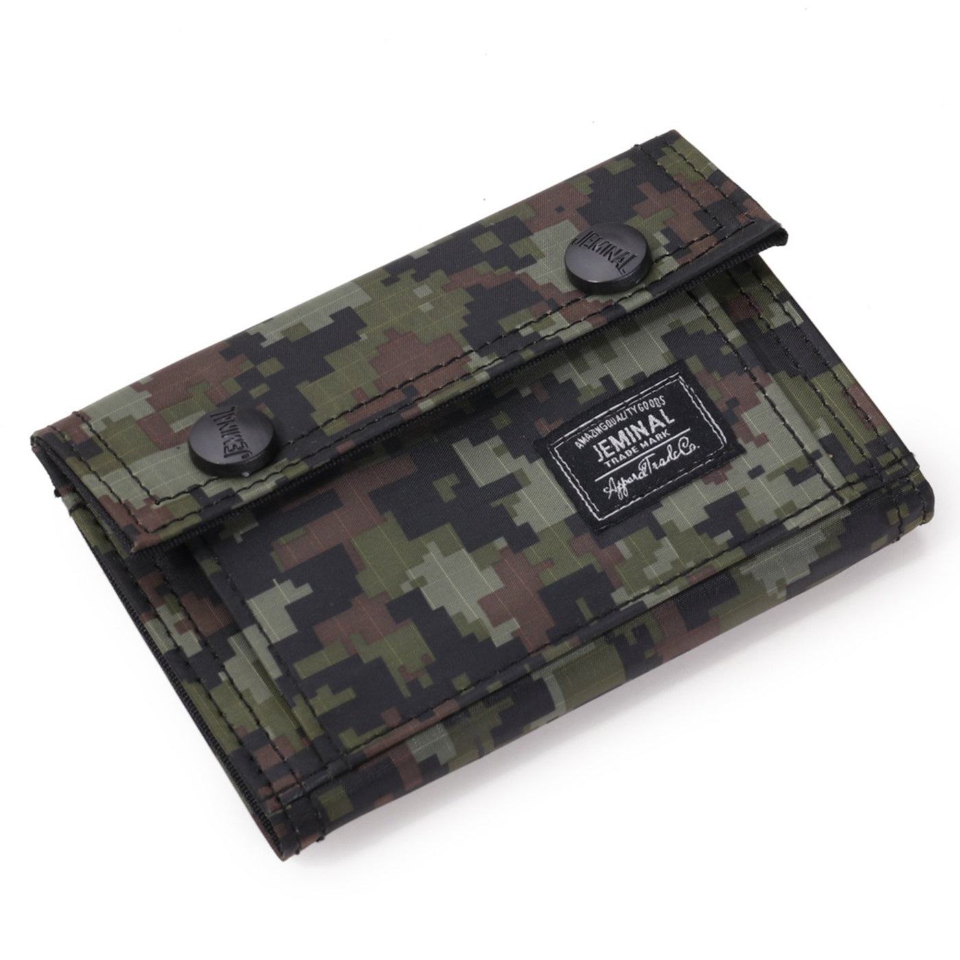 JEMINAL 1312# Casual Camouflage Bi-fold Purse Card Holder Snap Buttons Canvas Short Wallet