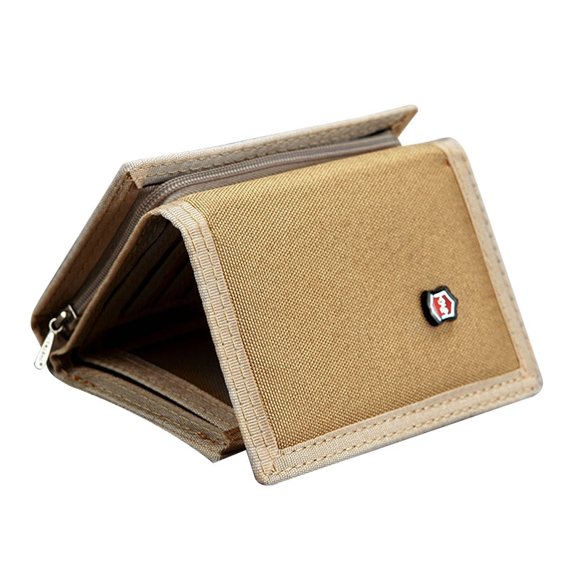 JEMINAL 507 Men's Trifold Wear-resistant Canvas Wallets Cash Money Coin Pouch Card Bag