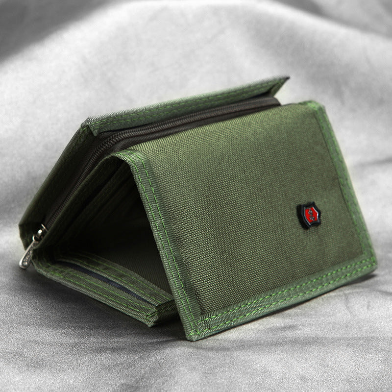 JEMINAL 507 Men's Trifold Wear-resistant Canvas Wallets Cash Money Coin Pouch Card Bag