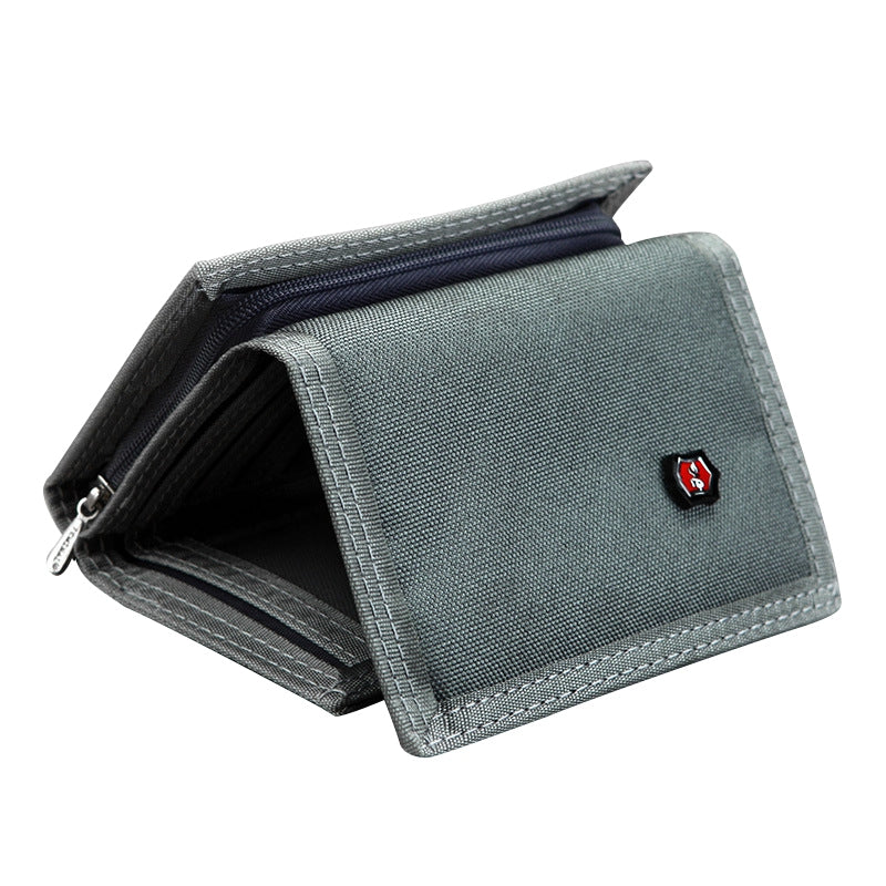 JEMINAL 507 Men's Trifold Wear-resistant Canvas Wallets Cash Money Coin Pouch Card Bag