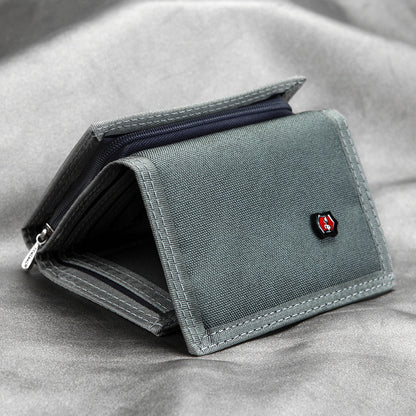 JEMINAL 507 Men's Trifold Wear-resistant Canvas Wallets Cash Money Coin Pouch Card Bag