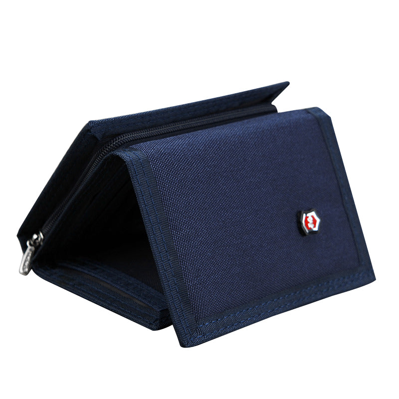 JEMINAL 507 Men's Trifold Wear-resistant Canvas Wallets Cash Money Coin Pouch Card Bag