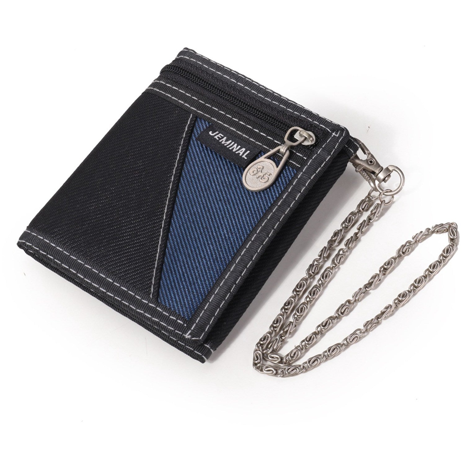 JEMINAL 1005 Vintage Men Tri-fold Wallet Casual Canvas Purse Cards Money Holder with Strap