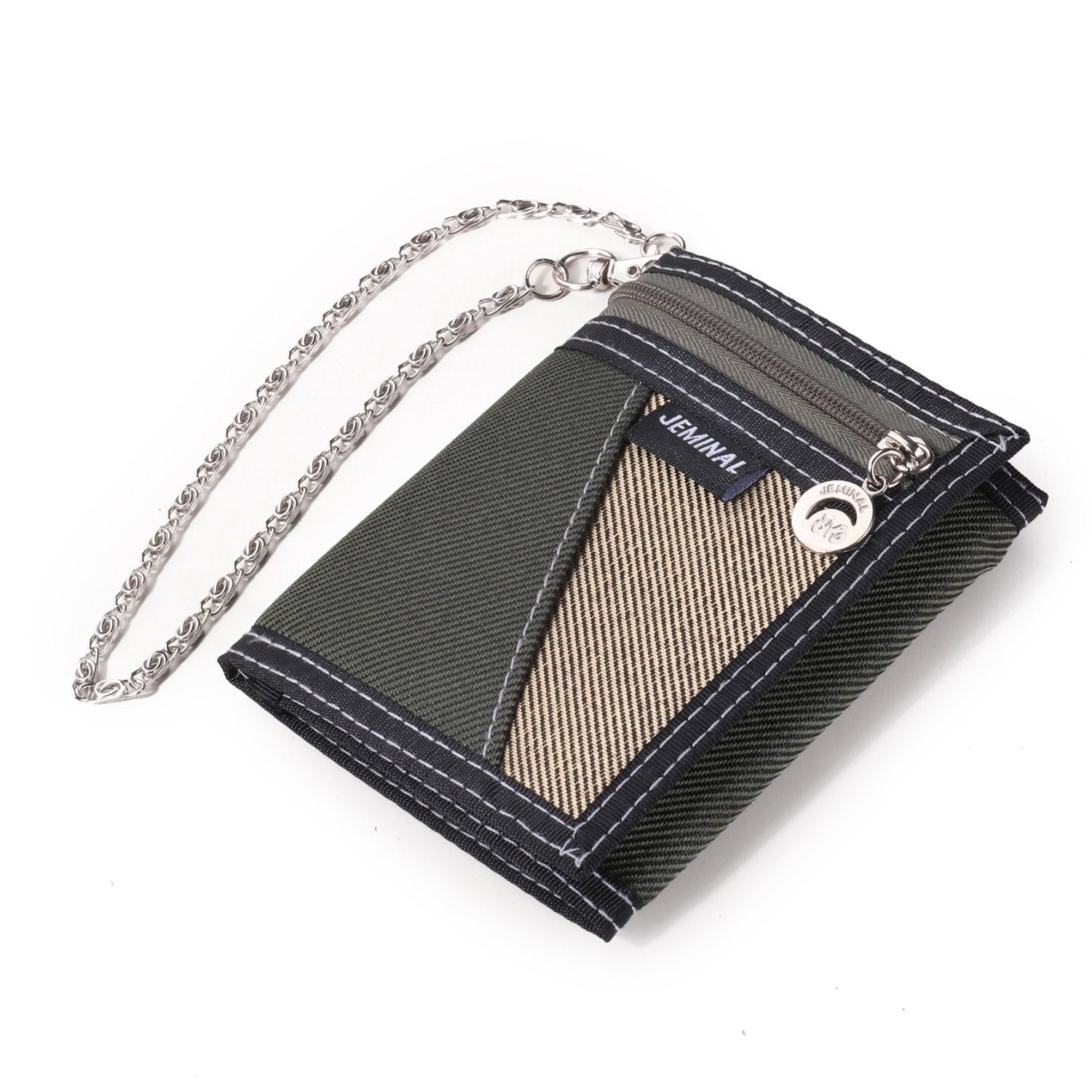 JEMINAL 1005 Vintage Men Tri-fold Wallet Casual Canvas Purse Cards Money Holder with Strap