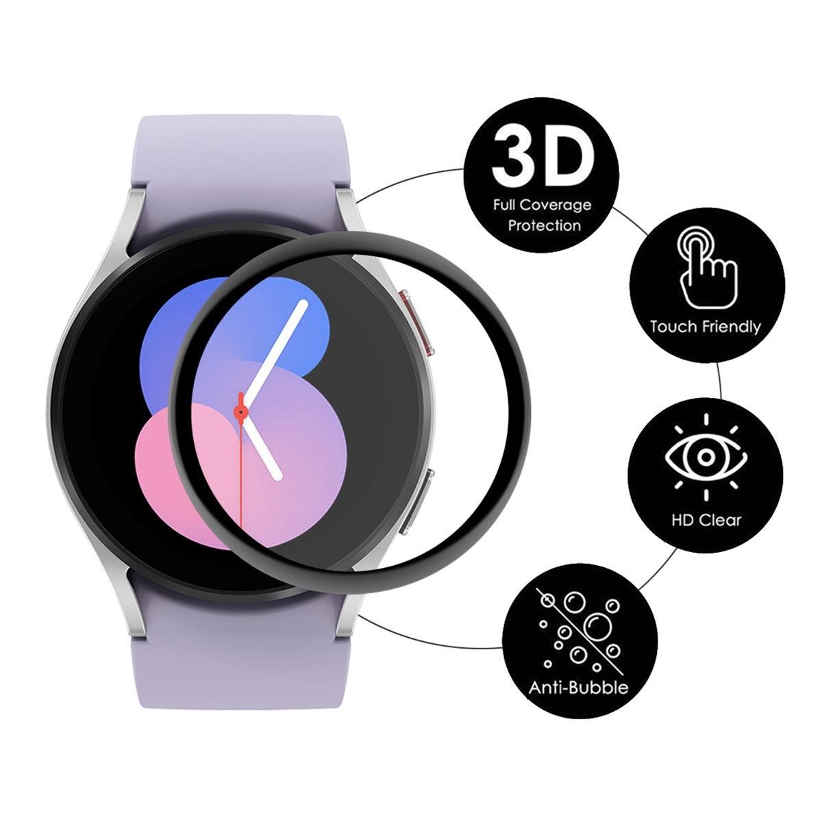 ENKAY HAT-PRINCE for Samsung Galaxy Watch 5 40mm 3D Curved Full Screen Protector Soft PC Edge + PMMA Ultra Clear Film