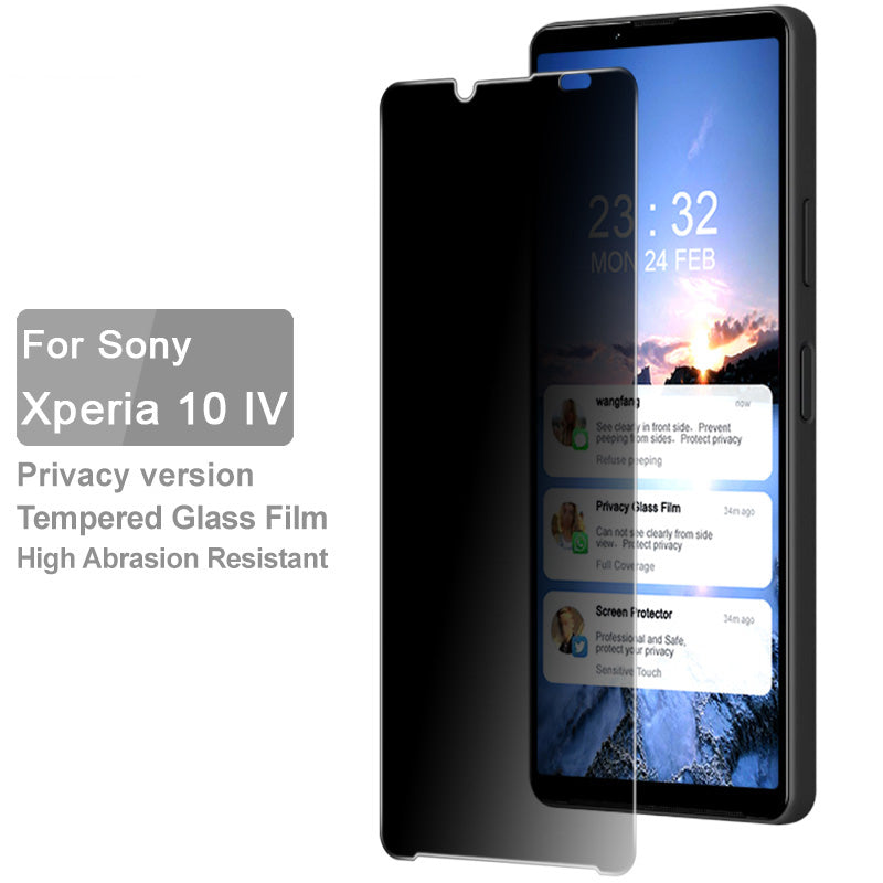 IMAK For Sony Xperia 10 IV 5G Anti-peep Clear AGC Tempered Glass Full Coverage Dustproof Screen Protector