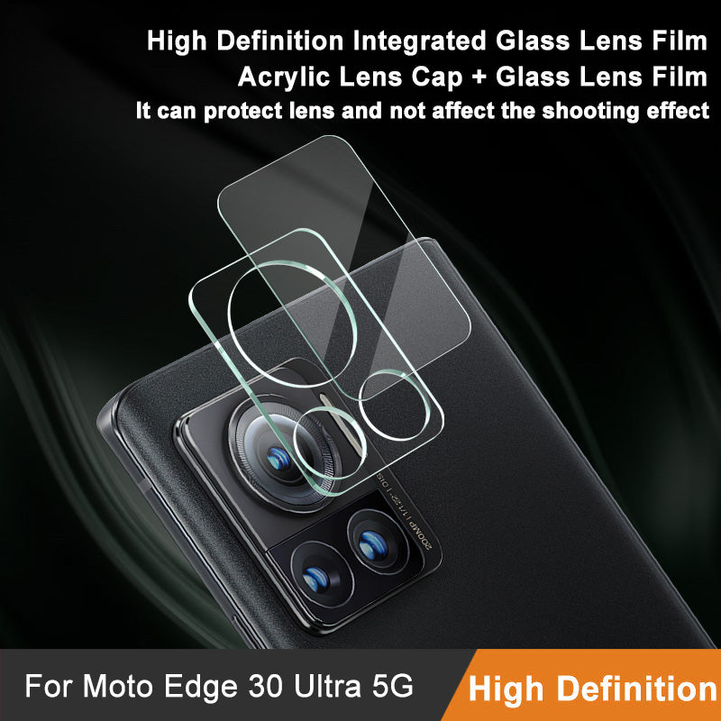 IMAK For Motorola Moto X30 Pro 5G / Edge 30 Ultra 5G Anti-scratch Camera Lens Protector Tempered Glass Film + Acrylic Lens Cap