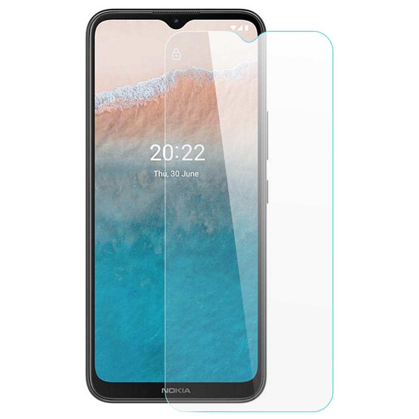 AMORUS For Nokia C21 Plus 4G 9H Hardness High Aluminum-silicon Glass Screen Protector 2.5D Arc Edge Anti-dust Protective Film