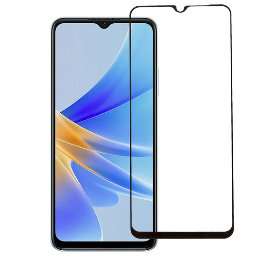 For Oppo A17 4G Full Glue Silk Printing Scratch Resistant Tempered Glass Film Ultra Clear Full Coverage Screen Protector