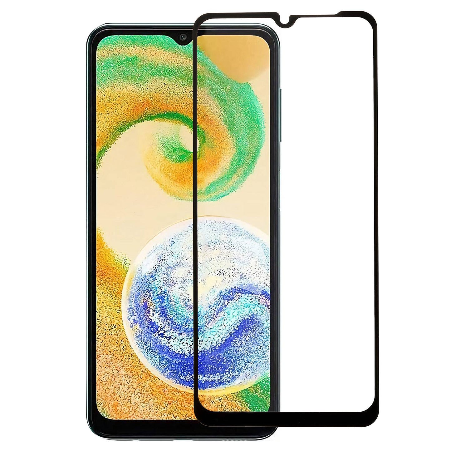 For Samsung Galaxy A04s 4G (164.7 x 76.7 x 9.1 mm) Full Covering Full Glue Silk Printing Black Edge Tempered Glass Screen Film