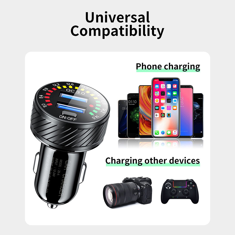 Z8-A Dual QC3.0 USB Fast Charging Car Charger Phone Charging Power Adapter