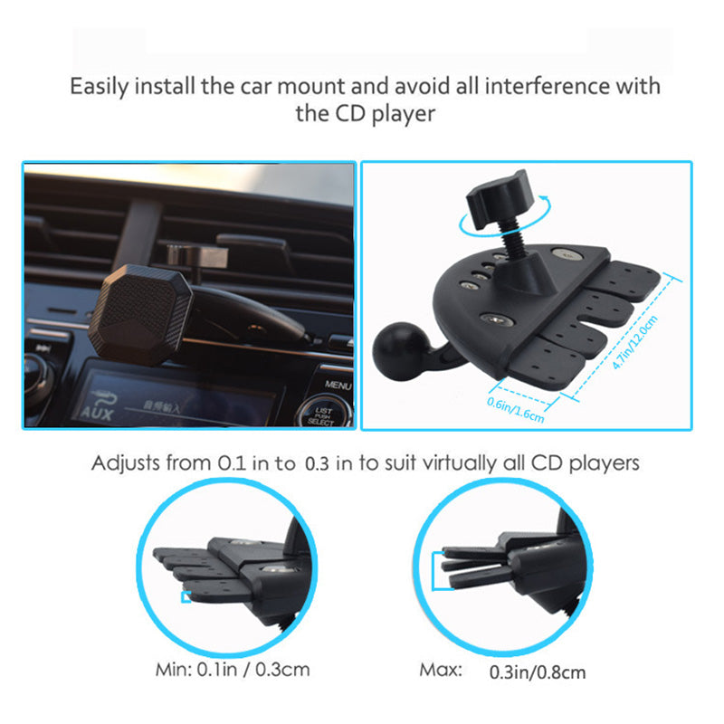 CD Slot Magnetic Phone Mount for Universal Car 360-Degree Rotating Magnetic Smart Phone Holder