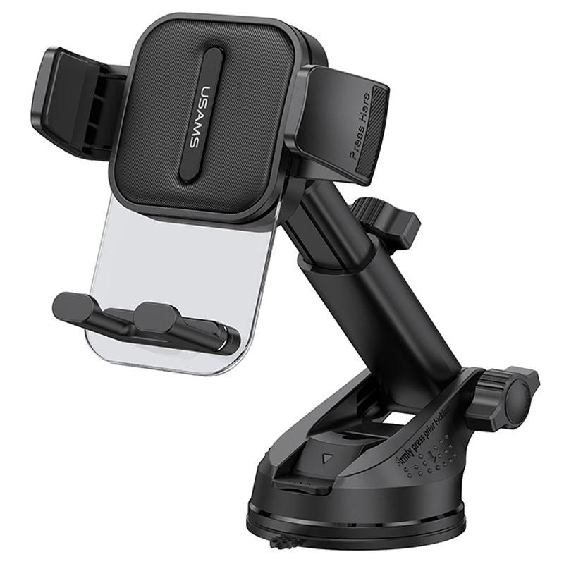 USAMS US-ZJ072 Car Dashboard Windshield Telescopic Arm Transparent Design Phone Holder Suction Cup Bracket