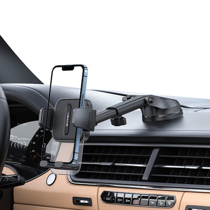 USAMS US-ZJ072 Car Dashboard Windshield Telescopic Arm Transparent Design Phone Holder Suction Cup Bracket