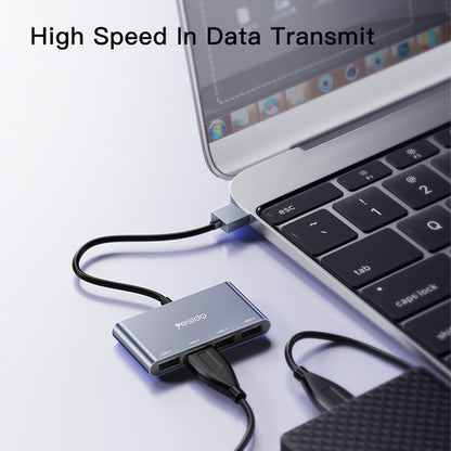 YESIDO HB12 0.15m 4-Port USB 2.0 Hub USB Adapter Dock Station for Data Transfer and Power Charging