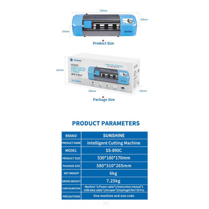 SUNSHINE SS-890C 110-220V Intelligent Phone Screen Protector Film Cutting Machine