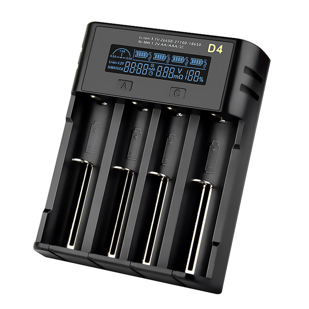 ESSAGER ECDQ-D401 4-Slot 18650 Battery Charger Universal Rechargeable Battery Charging for AA AAA Lithium Li-ion Batteries