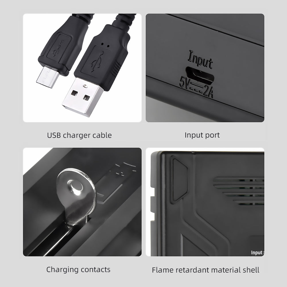 ESSAGER ECDQ-D401 4-Slot 18650 Battery Charger Universal Rechargeable Battery Charging for AA AAA Lithium Li-ion Batteries