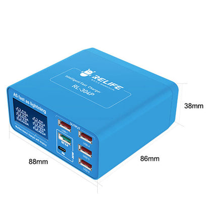 RELIFE RL-304P 6-Port Intelligent QC 3.0 PD Fast Charging Charger with Digital Display